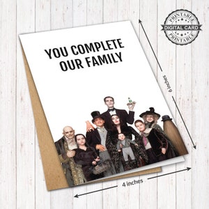 De Addams Family wenskaart, Halloween Card Print, u voltooit onze familiekaart, PDF 4x6, INSTANT DOWNLOAD