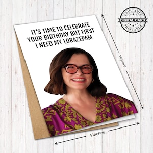 "Weißer Lotus Geburtstagskarte, ""It's Time To Celebrate Your Birthday"" Aber zuerst brauche ich meine Lorazepam, Staffel 3, PDF 4x6, INSTANT DOWNLOAD."