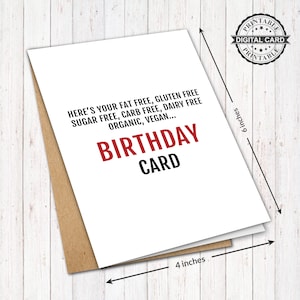 Biglietto d&#39;auguri vegano, divertente biglietto d&#39;auguri senza glutine, PDF 4x6, DOWNLOAD immediato