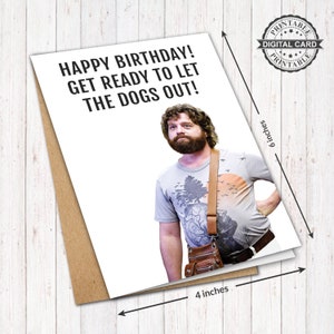 Cartão de aniversário para impressão de ressaca de filme, impressão de cartão de aniversário engraçado de Alan, PDF 4x6, DOWNLOAD INSTANTÂNEO