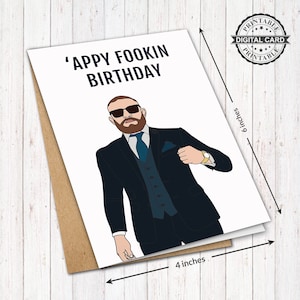 Cartão de aniversário de Conor McGregor, impressão de cartão de aniversário engraçado irlandês Ufc Fighter Conor, PDF 4x6, DOWNLOAD INSTANTÂNEO