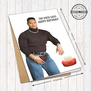 De Rock afdrukbare verjaardagskaart, Dwayne Johnson verjaardagskaart afdrukken, PDF 4x6, INSTANT DOWNLOAD