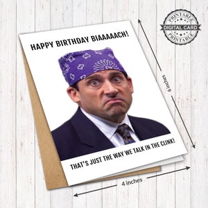 The Office Birthday Card, Michael Scott Card Print, Happy Birthday Biaaach Card, PDF 4x6, INSTANT DOWNLOAD