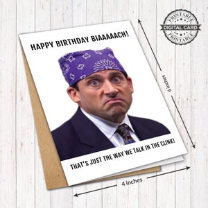 The Office Geburtstagskarte, Michael Scott Kartendruck, Happy Birthday Biaaach Karte, PDF 100x150, INSTANT DOWNLOAD