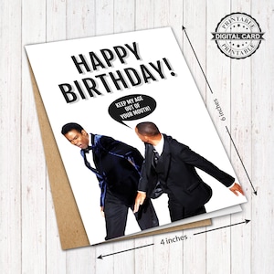 Divertente Oscar Meme Will Smith e Chris Rock Biglietto d'auguri, Tieni la mia età fuori dalla tua bocca Stampa biglietto, PDF 4x6, DOWNLOAD immediato