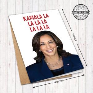 Kamala Harris verjaardagskaart, Kamala La La La verjaardagskaart afdrukken, pdf 4 x 6, INSTANT DOWNLOAD