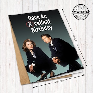 Il biglietto d'auguri X-Files, stampa un biglietto d'auguri eccellente, PDF 4x6, DOWNLOAD immediato
