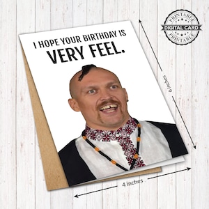Cartão de aniversário engraçado do boxeador profissional Oleksandr Usyk, espero que seu aniversário seja muito divertido, impressão de cartão, PDF 4x6, DOWNLOAD INSTANTÂNEO