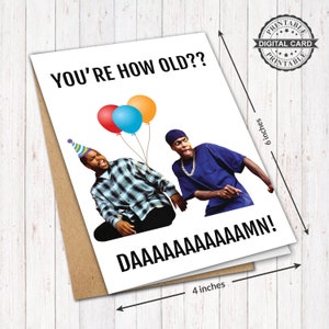 Film vrijdag afdrukbare verjaardagskaart, je bent hoe oud, verdomd grappige verjaardagskaart afdrukken, PDF 4x6, INSTANT DOWNLOAD