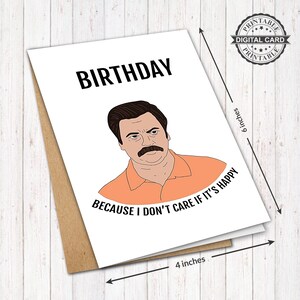 Ron Swanson Printable Birthday Card Parks and Recreation Tv | Etsy