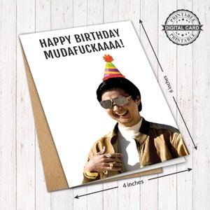 Cartão de aniversário para impressão de ressaca de filme, impressão de cartão de aniversário engraçado Mr. Chow, PDF 4x6, DOWNLOAD INSTANTÂNEO