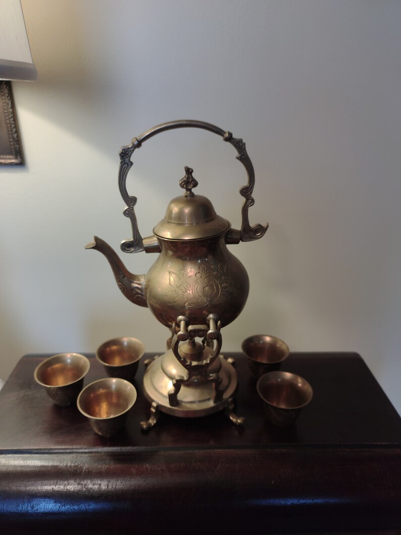 Vintage Brass Tilting Teapot / Coffeeserver With 5 Brass Tea Etsy