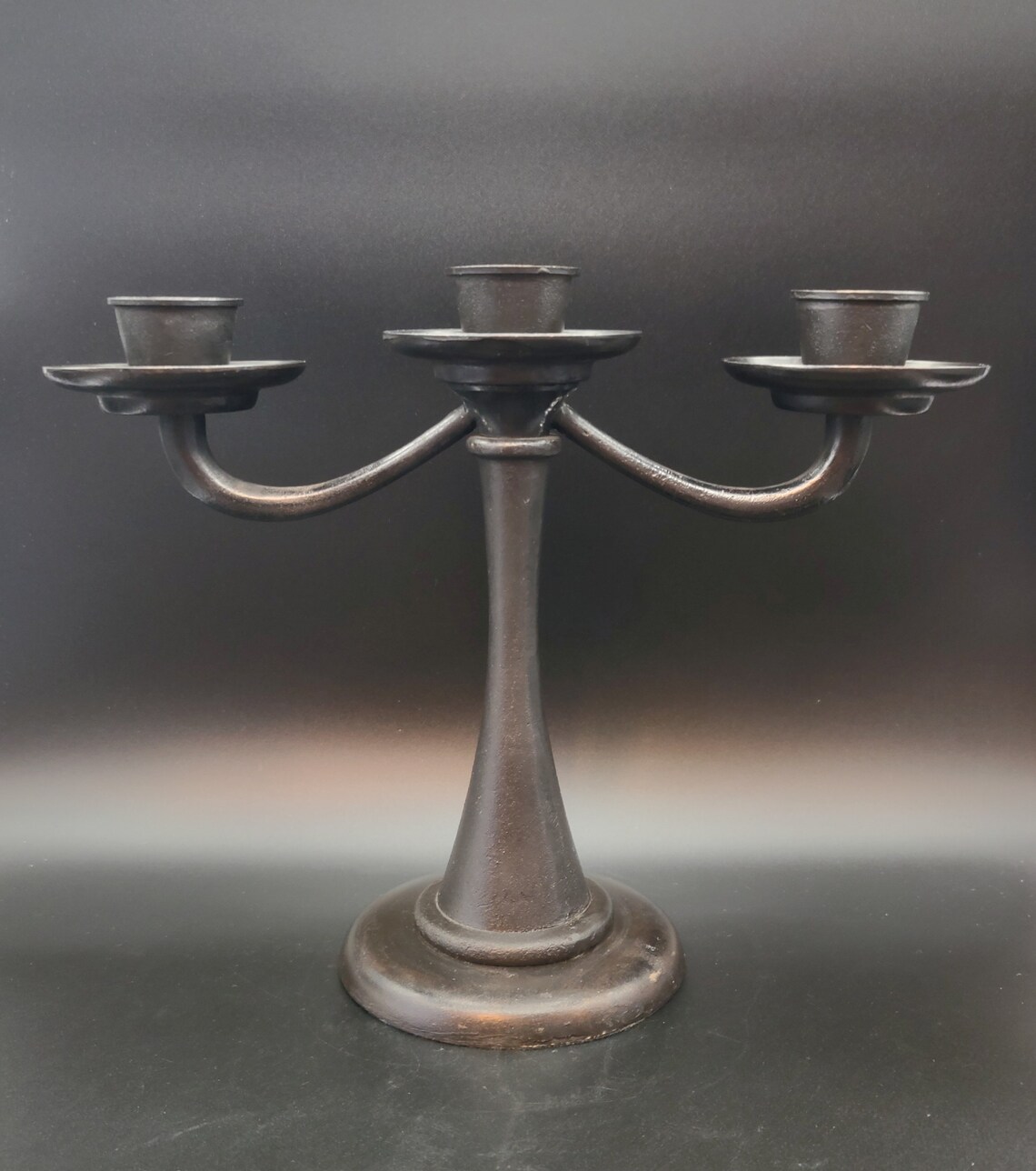 POTTERY BARN Black Bronze Iron Architectural 3 Arm Candelabra Etsy