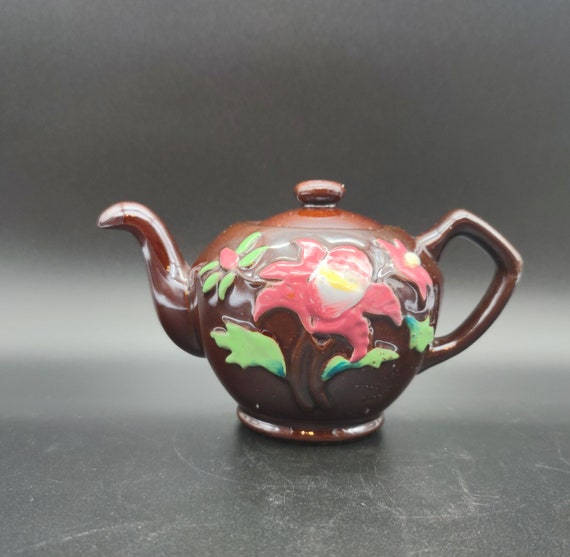 Vintage Brown Teapot Made In Japan Rare Spout Design Glazed Etsy