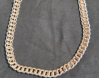 Dragon Tail Copper and Silver Chain Maille Necklace