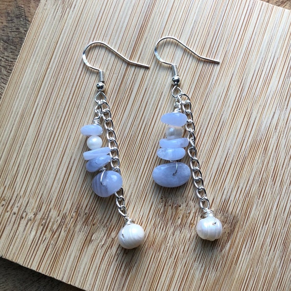 Blue Pearl Drop Earrings - Etsy
