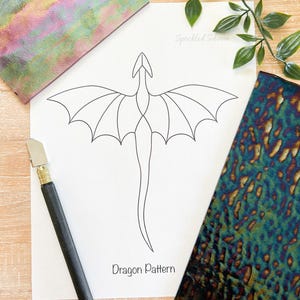 Digital Download- Curved Wing Dragon Stained Glass Pattern- Hobby + Commercial Use