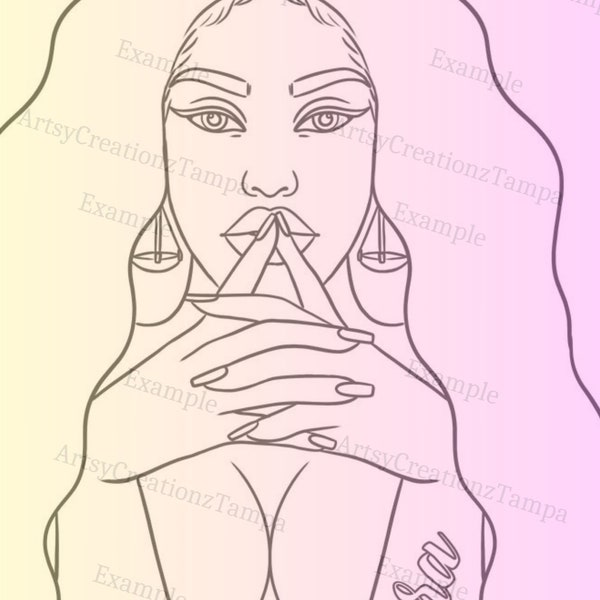 Zodiac Baddies/ Libra Season Paint Party Pre-sketched Canvas Stencil/ Downloadable