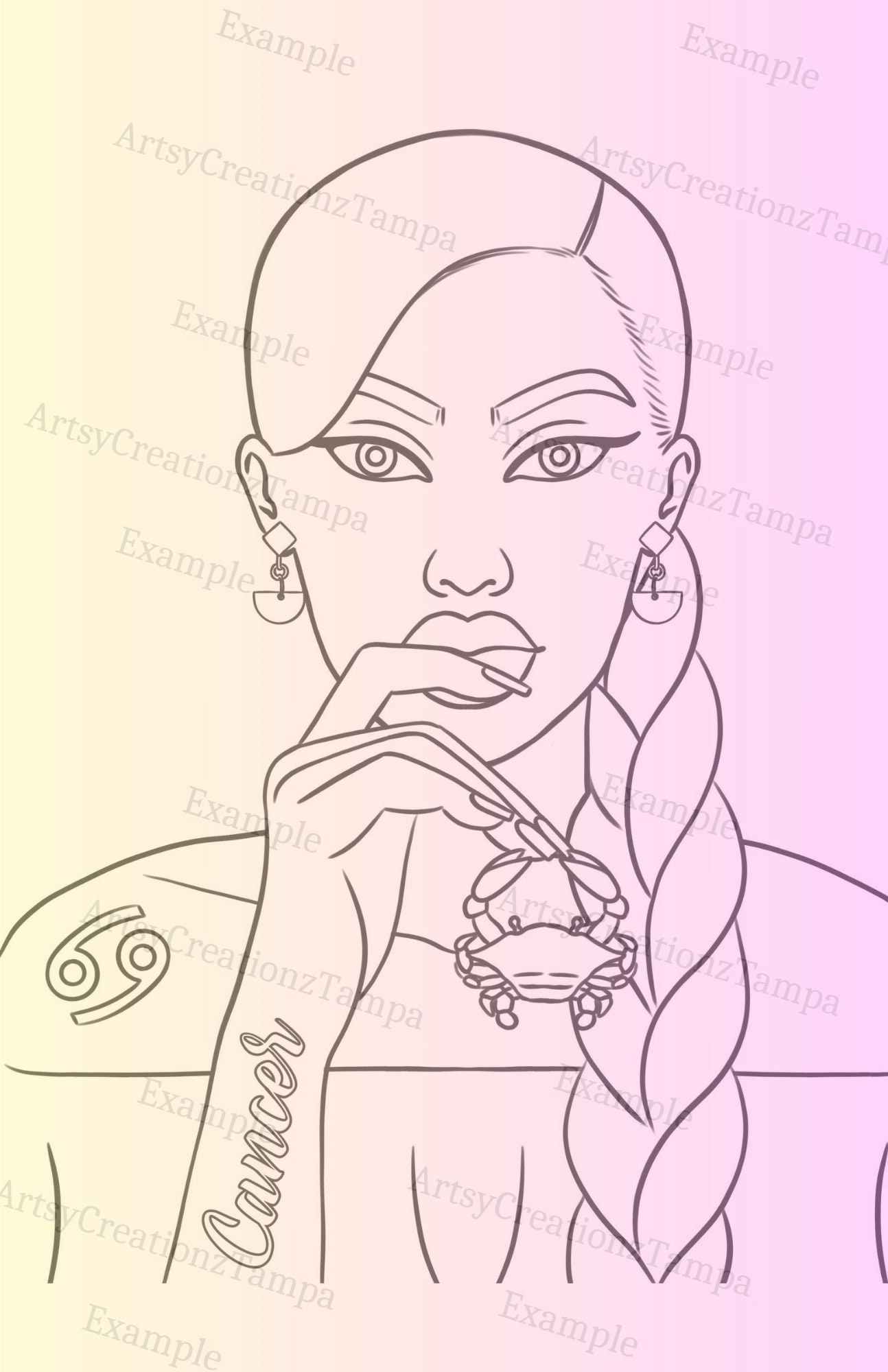 Zodiac Baddies/ Cancer Season Paint Party Presketched Canvas Stencil/ Downloadable
