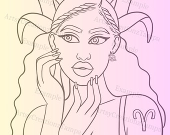 Zodiac Baddies/ Aries Season Paint Party Presketched Canvas Stencil/ Downloadable