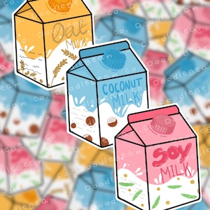 Soy Coconut Oat Milk Carton set of 3 Stickers