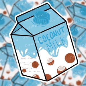 Coconut Milk Carton Sticker • Milk Sticker • Cute Drink Sticker • Alt Milk Sticker • Die Cut Sticker •