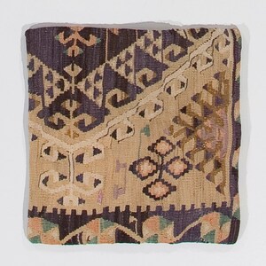 16&quot;x16&quot; Authentic Turkish Rug Cushion Cover, Decorative Vintage Handmade Pillowcase. NM130