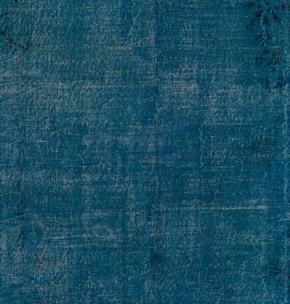 8x11.7フィートの大型ハンドメイドヴィンテージトルコラグ。ブルーに