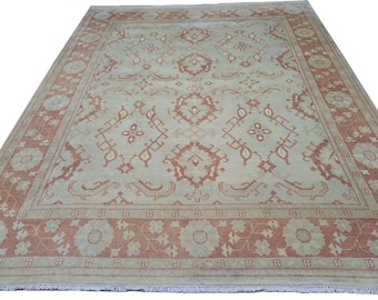 8x10 Ft 100% Wool Oushak Style Rug | Hand-Knotted Carpet | Custom Options Available | NAB026