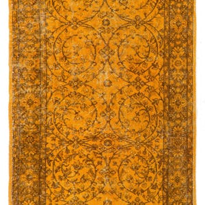 4x7 Ft Handmade Turkish Rug for Kitchen Decor, Modern Small Orange Rug  NC1063