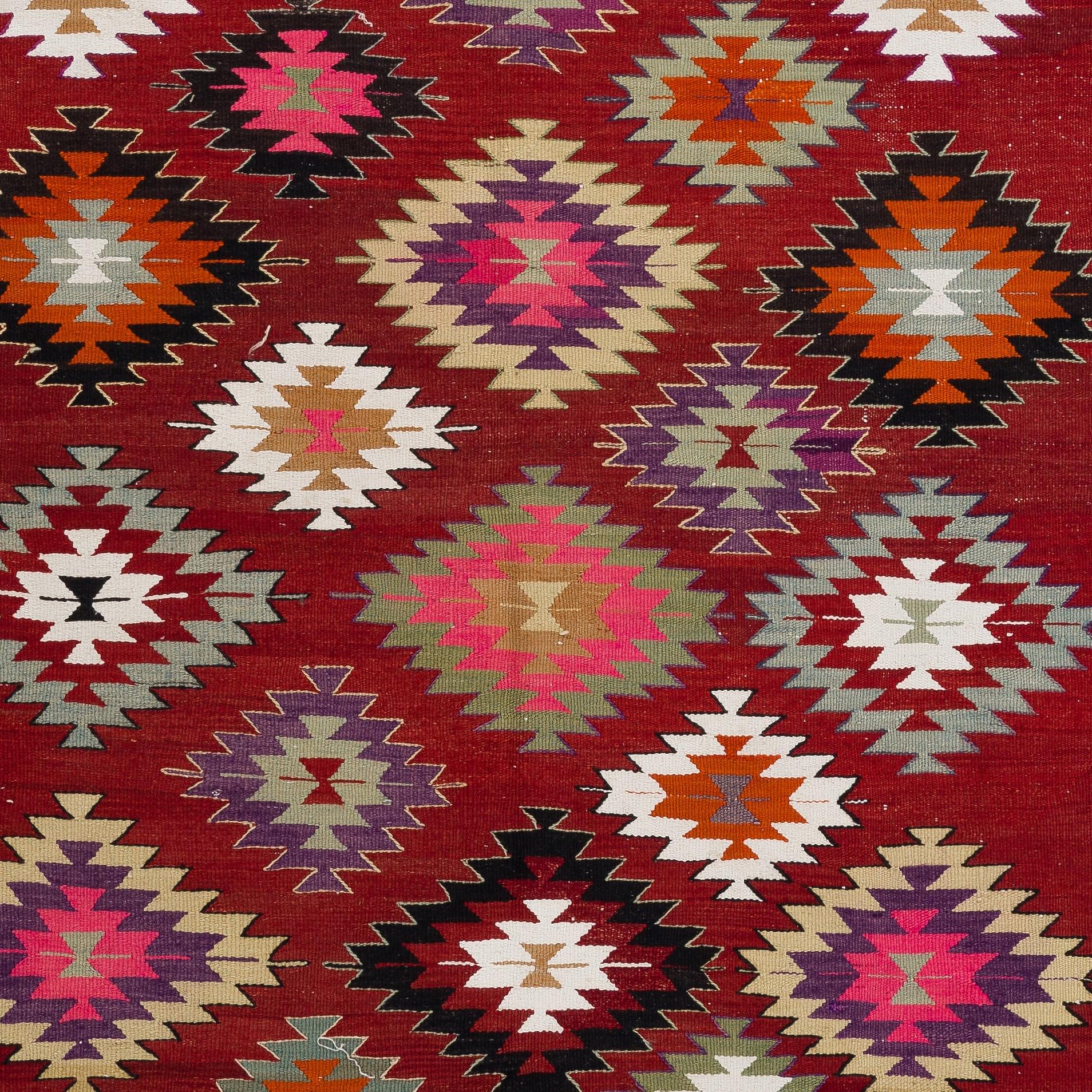 Tapis kilim turc vintage fait main 3'6 x 1'9, petit tapis d'Anatolie - Canada