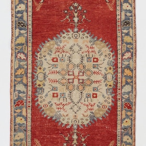 3x6.4 Ft Handmade Turkish Deniz Guney Rug, Vintage Small Carpet. ND819