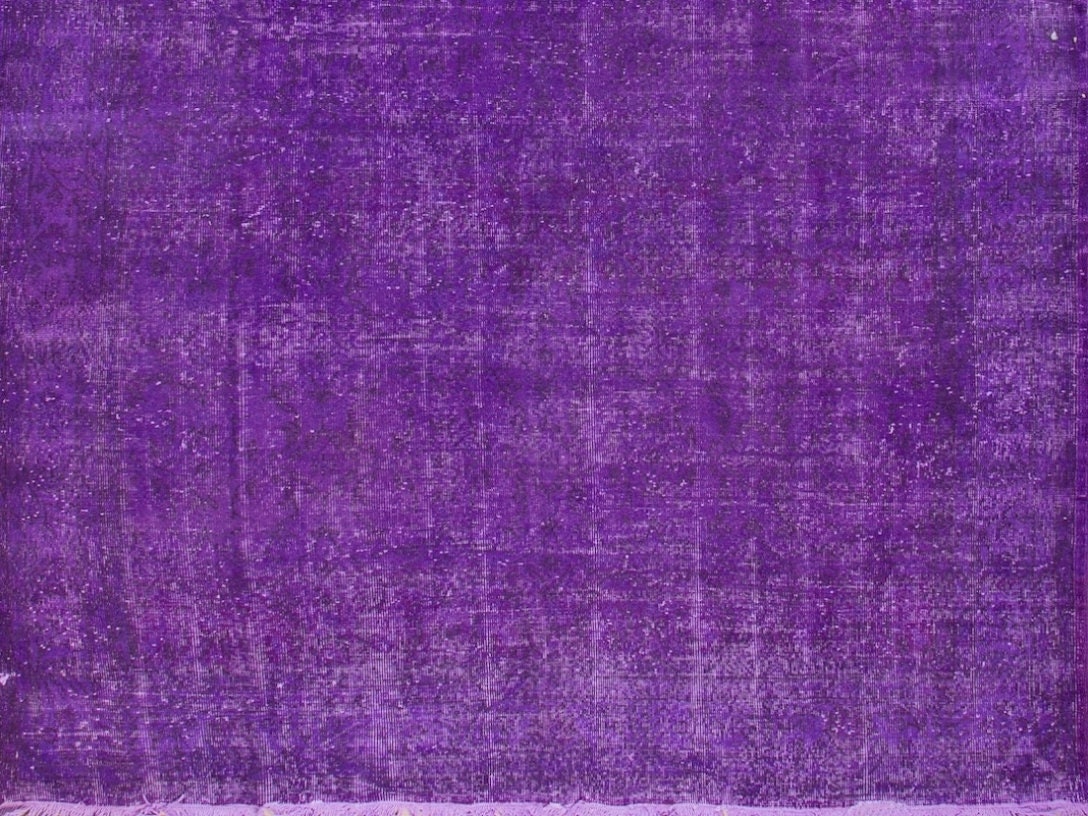 6.8 x 11フィートの手作りヴィンテージトルコ製エリアラグ。紫色に
