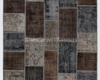 Moderner handgemachter Patchwork Teppich, Wolle und Baumwolle Türkischer Teppich. Wunschfarben und Größen verfügbar. ND607