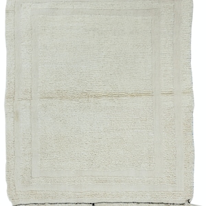 3x3.7 Ft Minimalist Vintage Handmade Anatolian Small Tulu Rug made of Natural Un-Dyed Beige Wool. NTEK0942