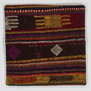 20&quot;x20&quot; Handmade Vintage Turkish Wool Rug Cushion Cover. Decorative Pillows. NM20