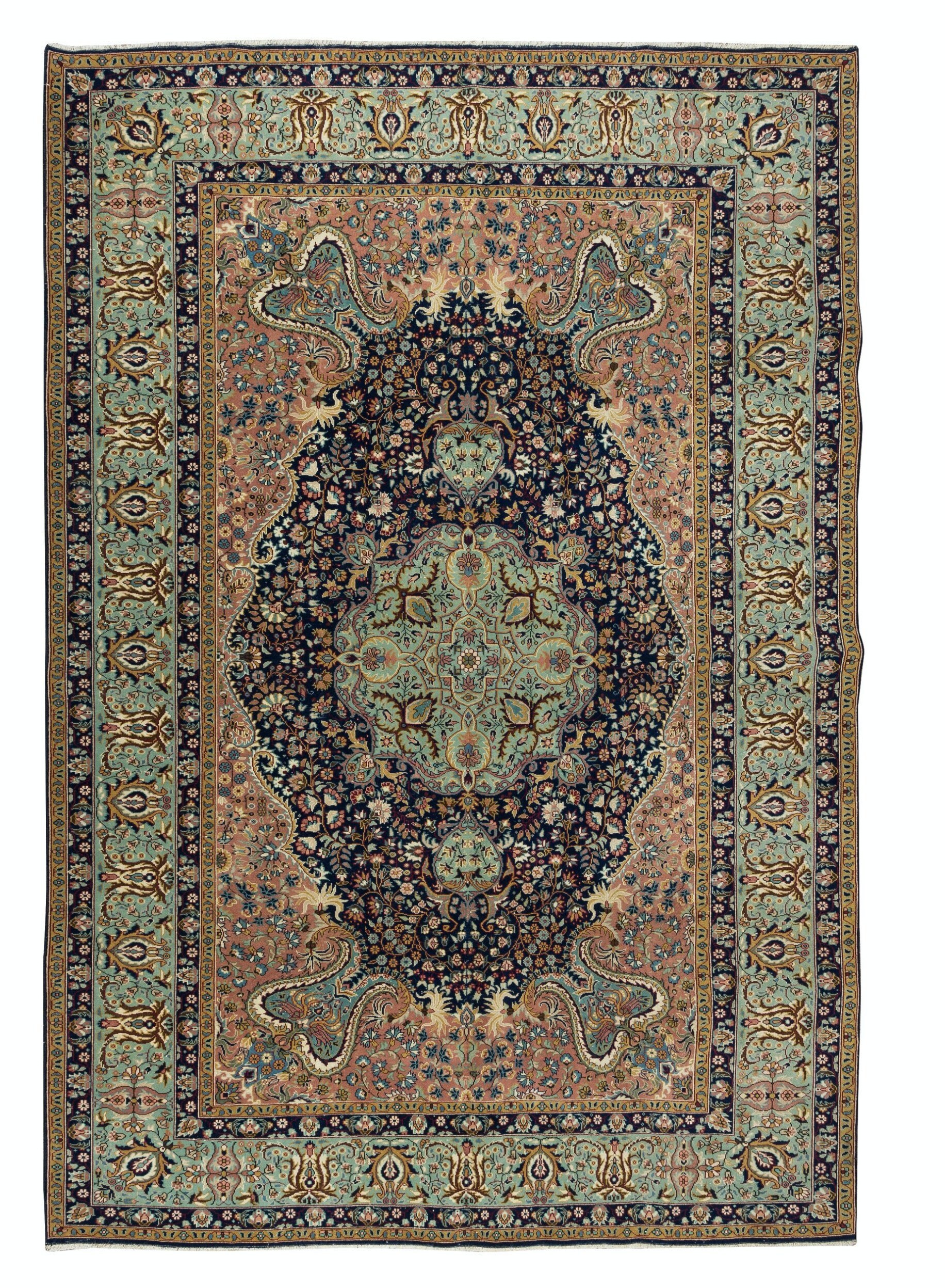7x10.4 Ft Vintage Unique Turkish Wool Area Rug, Handmade