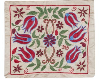 18インチ×20インチのシルク刺繍クッションカバー。ハンドメイドの枕