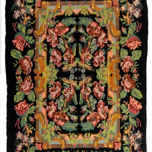 6.6x9.7 Ft One-of-a-Kind Vintage Floral Bessarabian Kilim Rug, Hand-Woven Wool Carpet from Moldova. NKK532