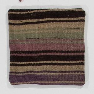 16&quot;x16&quot; Vintage Handmade Striped Pattern Turkish Kilim Cushion Cover. NM127
