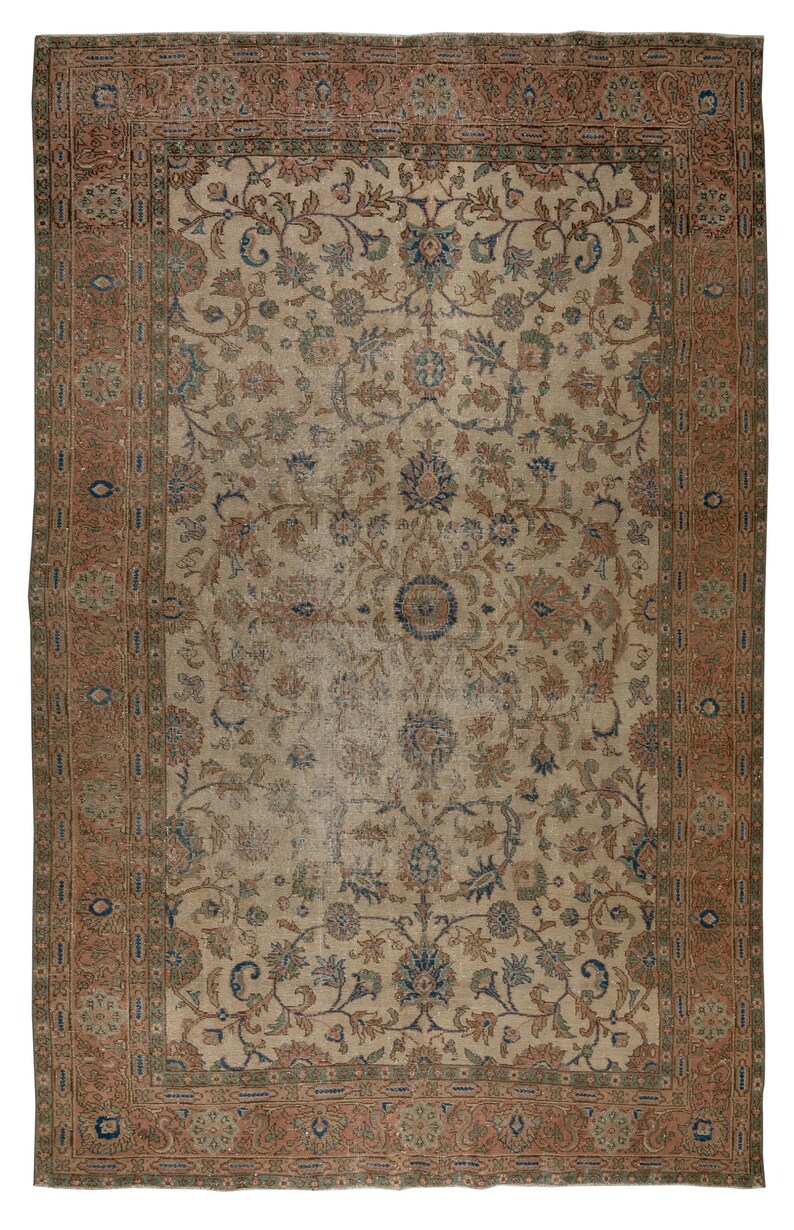 7x10.5 Ft Vintage Handmade Anatolian Oushak Area Rug for Home & Office