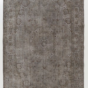 6.5x9.8 Ft Vintage Handmade Turkish Rug Over-Dyed in Gray Color, Great 4 Modern Interiors. NC200
