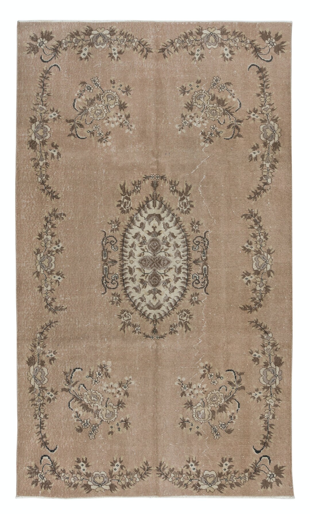 5.5x9 Ft Aubusson French Area Rug, Handmade Turkish Carpet for Country ...