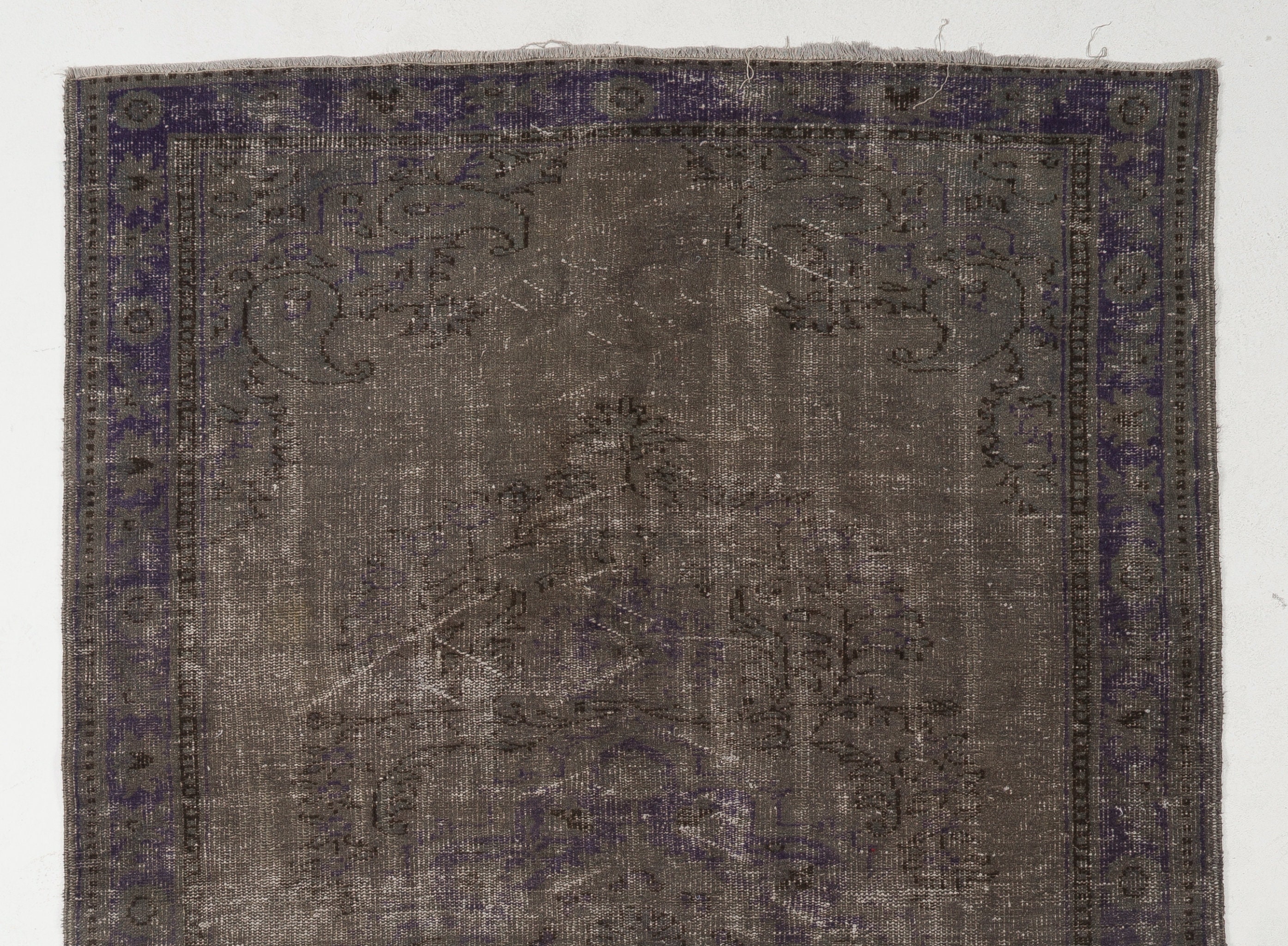6.2x9.3 Ft Vintage Handmade Turkish Rug Overdyed in Gray Color, Great ...