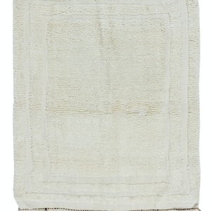 3x3.7 Ft Minimalist Vintage Handmade Anatolian Small Tulu Rug Made of Natural Un-Dyed Beige Wool. NTEK1328