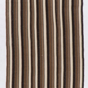 4.7x9.2 Ft Vintage Anatolian Banded Kilim Rug, Made of %100 Natural Wool in cream and browns. NC873