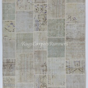 Handmade Patchwork Rug for Modern Interiors, Rustic Turkish Carpet in Soft Colors. Custom Colors & Sizes Available. ND102