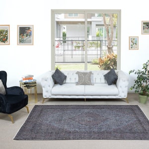 6x9.2 Ft Modern Handmade Wool Area Rug in Gray & Soft Red, Turkish Low Pile Carpet for Home and Office Decor. NTEK1214
