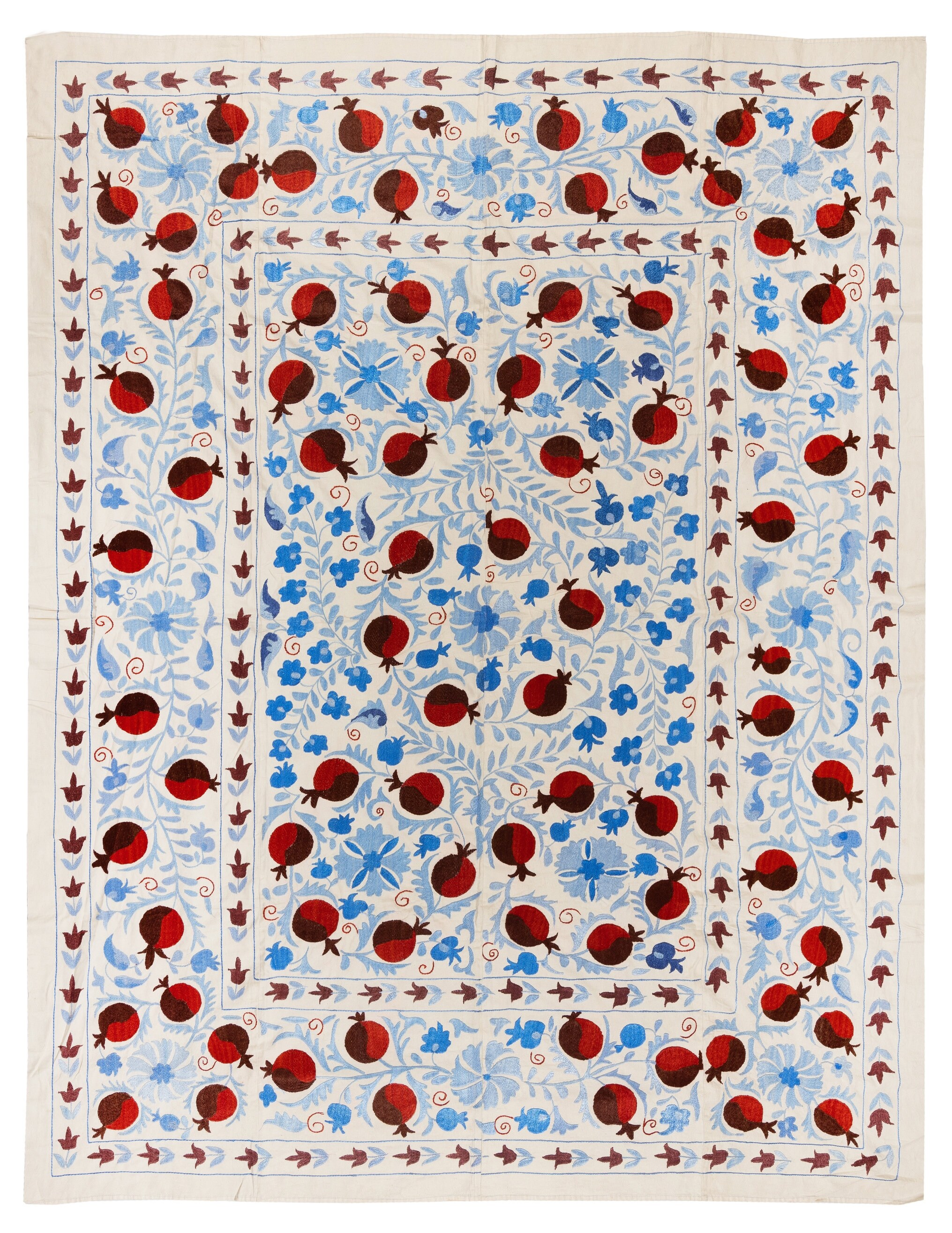 Coperta decorativa Suzani in seta e cotone da 6,3 x 8 piedi, nuovo arazzo da parete ricamato a mano, copriletto uzbeko, arazzo moderno. NRS39