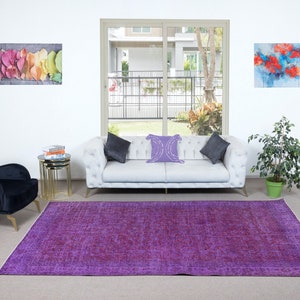 6.4x10.5 Ft Modern Handmade Turkish Sparta Wool Area Rug in Purple. NTEK1388